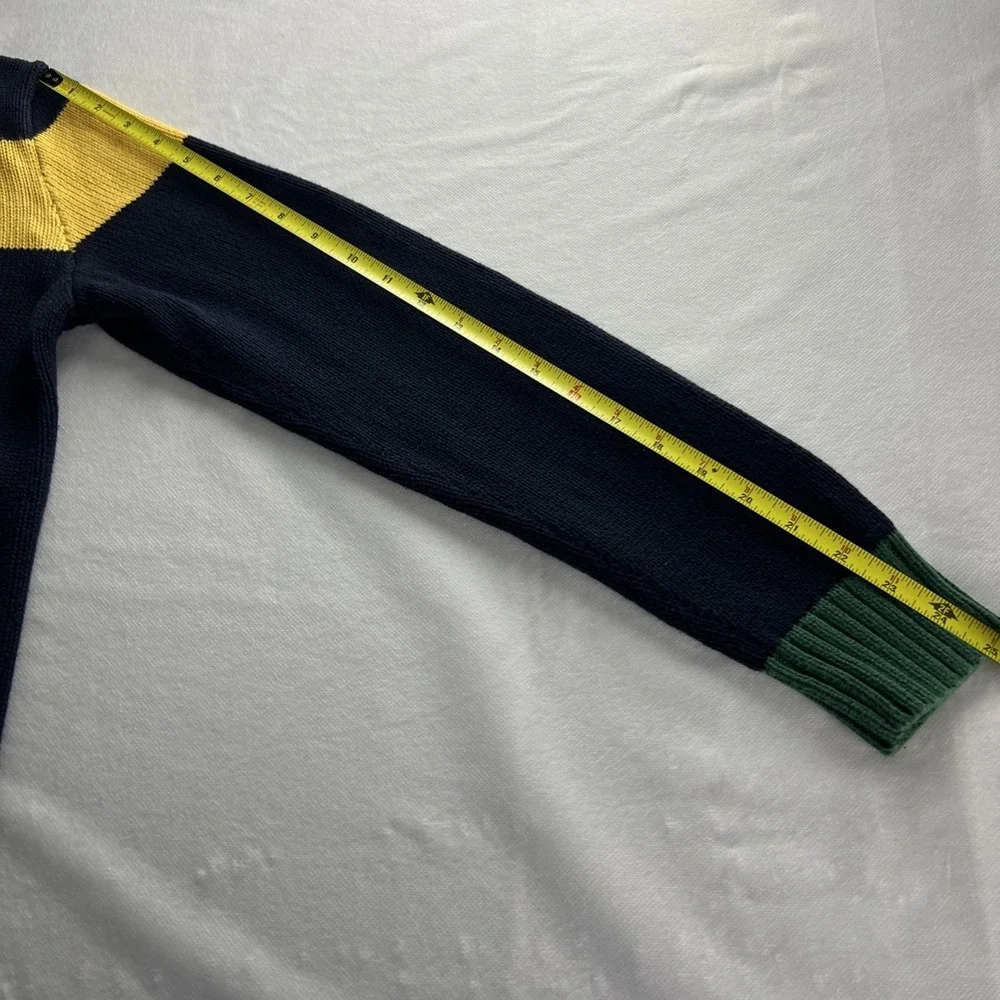 Polo Ralph Lauren Quarter Zip Sweater Boys XL Navy Yellow‎ Green Striped A33